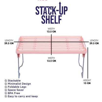 Set Of 3 Stack Up Shelf Space Saver Plastic Racks - SHOPIZEM