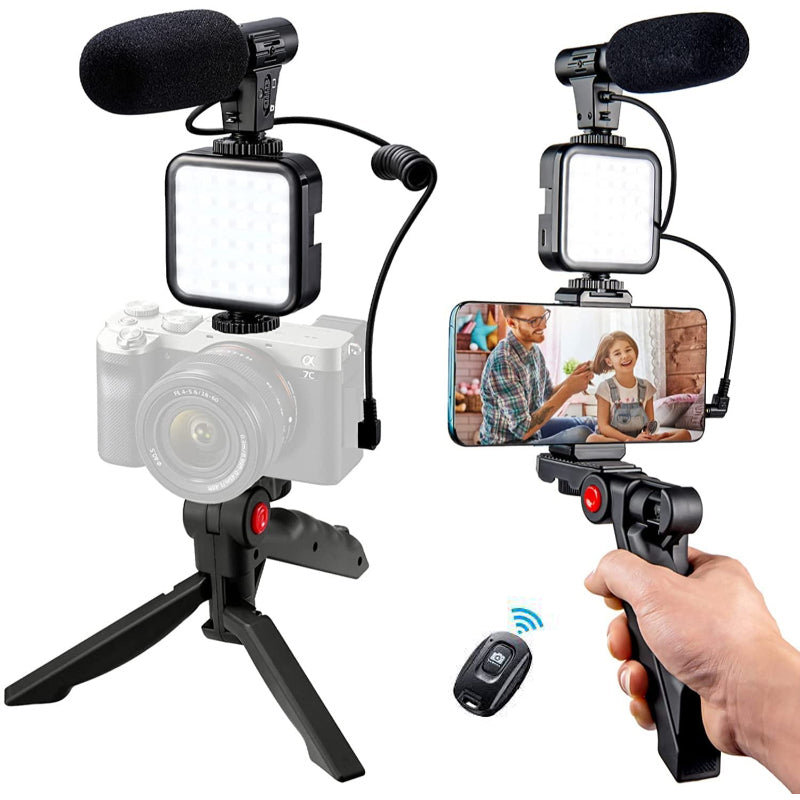 Professional Vlogging Kit with LED Light, Tripod, and Phone Holder - SHOPIZEM