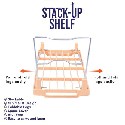 Set Of 3 Stack Up Shelf Space Saver Plastic Racks - SHOPIZEM