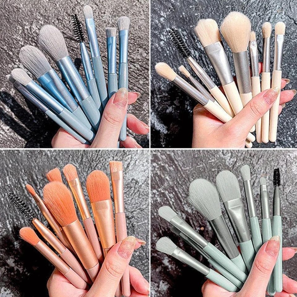 8-Piece Travel Makeup Brush Set - SHOPIZEM