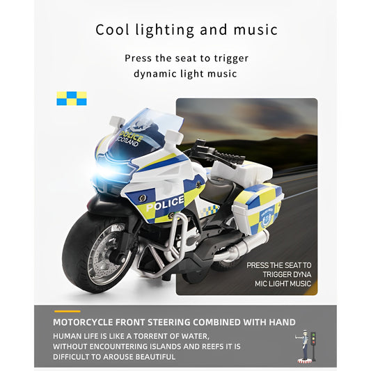 Friction Powered Die-Cast Motorbike with Lights and Music - SHOPIZEM