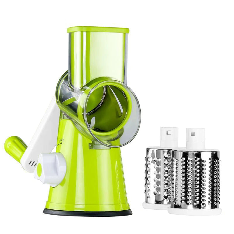 Multi-Blade Manual Vegetable and Cheese Slicer with Round Mandoline - Eco-Friendly and Time-Saving Kitchen Gadget - SHOPIZEM