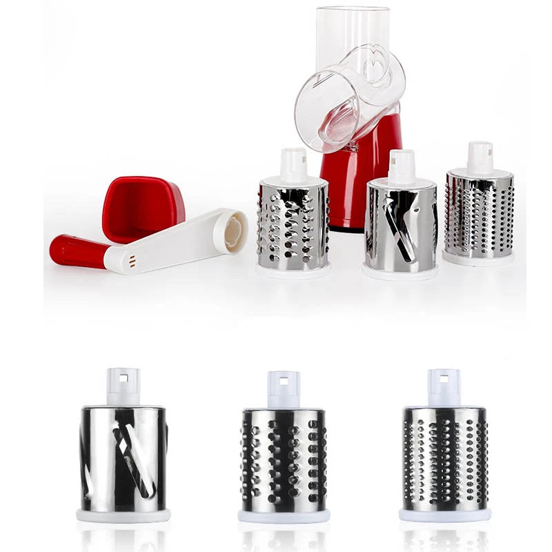 Multi-Blade Manual Vegetable and Cheese Slicer with Round Mandoline - Eco-Friendly and Time-Saving Kitchen Gadget - SHOPIZEM