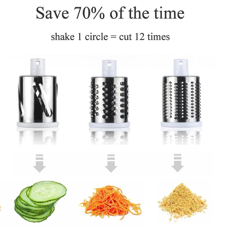 Multi-Blade Manual Vegetable and Cheese Slicer with Round Mandoline - Eco-Friendly and Time-Saving Kitchen Gadget - SHOPIZEM