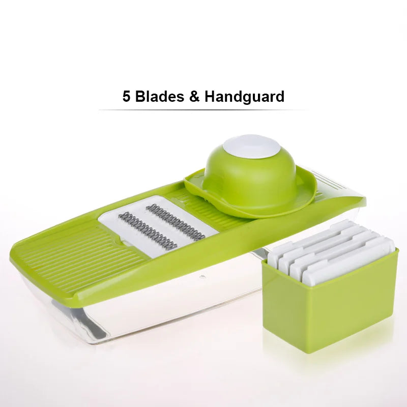 Multi-Blade Manual Vegetable and Cheese Slicer with Round Mandoline - Eco-Friendly and Time-Saving Kitchen Gadget - SHOPIZEM