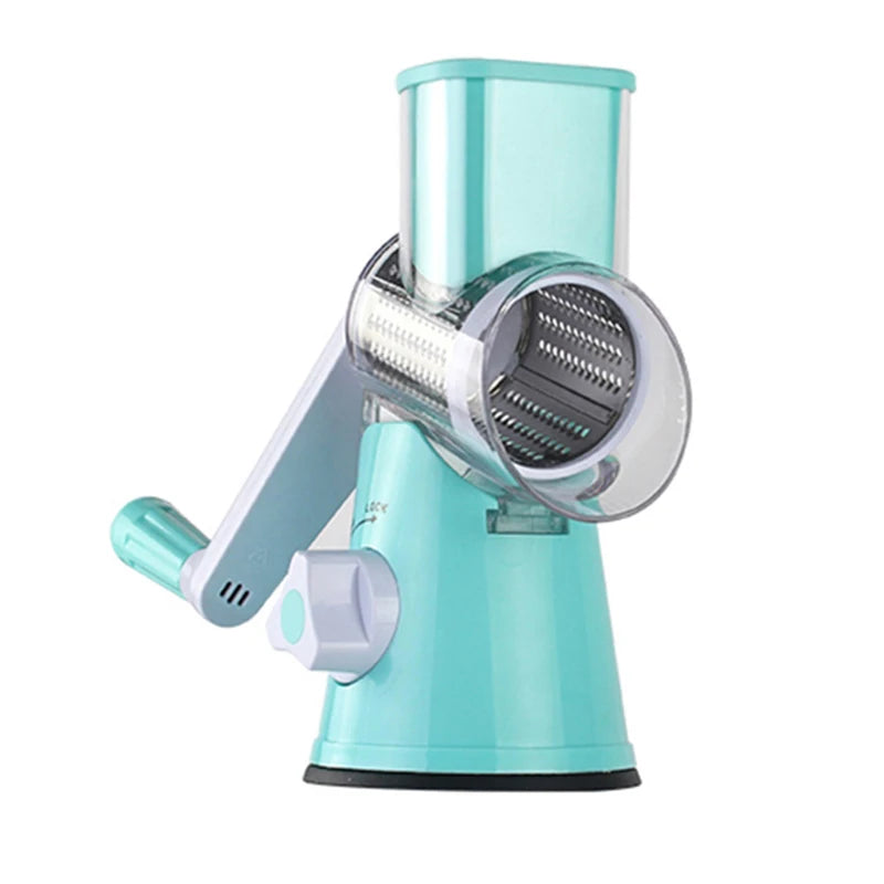 Multi-Blade Manual Vegetable and Cheese Slicer with Round Mandoline - Eco-Friendly and Time-Saving Kitchen Gadget - SHOPIZEM