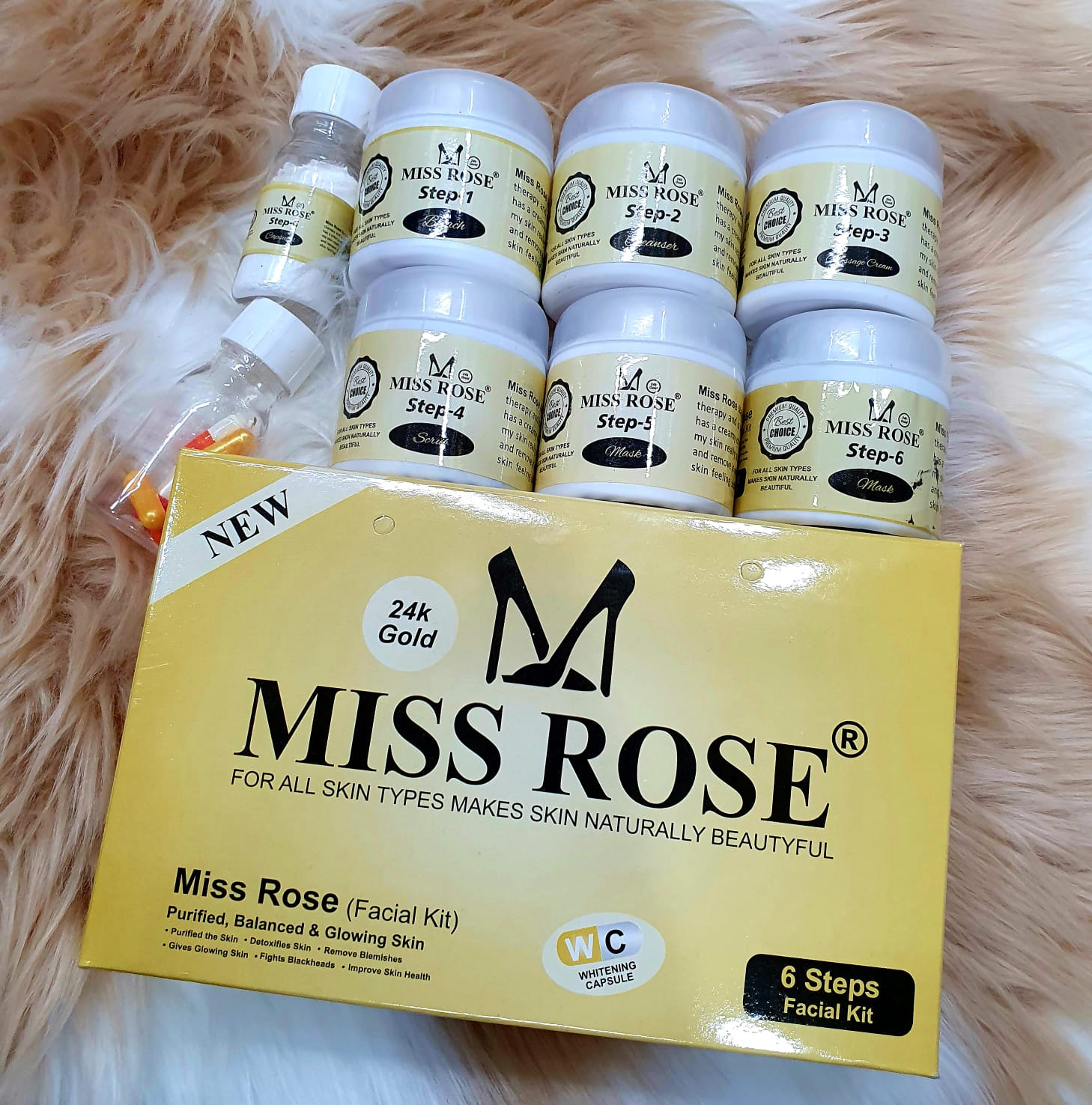 Miss Rose 8 In 1 Facial Kit with 24K Gold