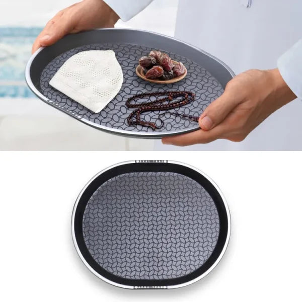 OVAL STYLISH TRAY IN BLACK - SHOPIZEM