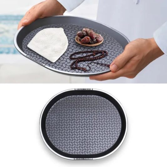 OVAL STYLISH TRAY IN BLACK - SHOPIZEM