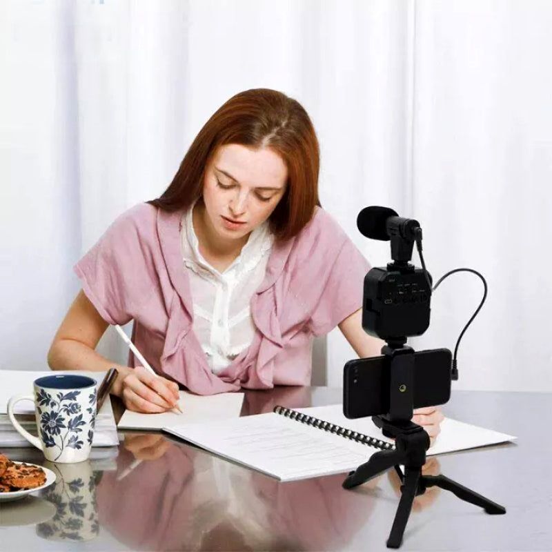 Professional Vlogging Kit with LED Light, Tripod, and Phone Holder - SHOPIZEM
