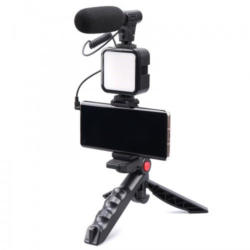 Professional Vlogging Kit with LED Light, Tripod, and Phone Holder - SHOPIZEM