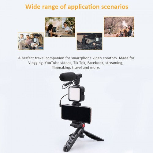 Professional Vlogging Kit with LED Light, Tripod, and Phone Holder - SHOPIZEM