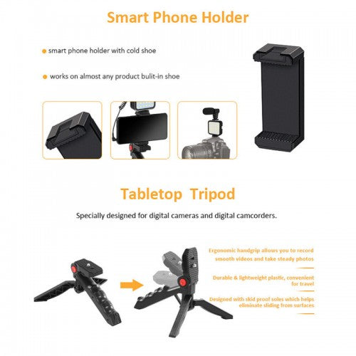 Professional Vlogging Kit with LED Light, Tripod, and Phone Holder - SHOPIZEM
