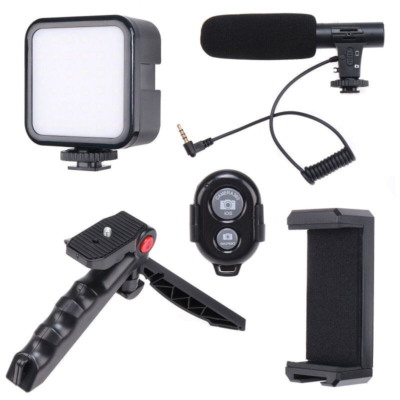 Professional Vlogging Kit with LED Light, Tripod, and Phone Holder - SHOPIZEM