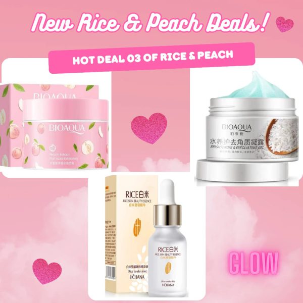 Bioaqua Rice Gel, Peach Gel, And Rice Serum