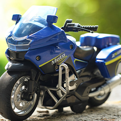 Friction Powered Die-Cast Motorbike with Lights and Music - SHOPIZEM