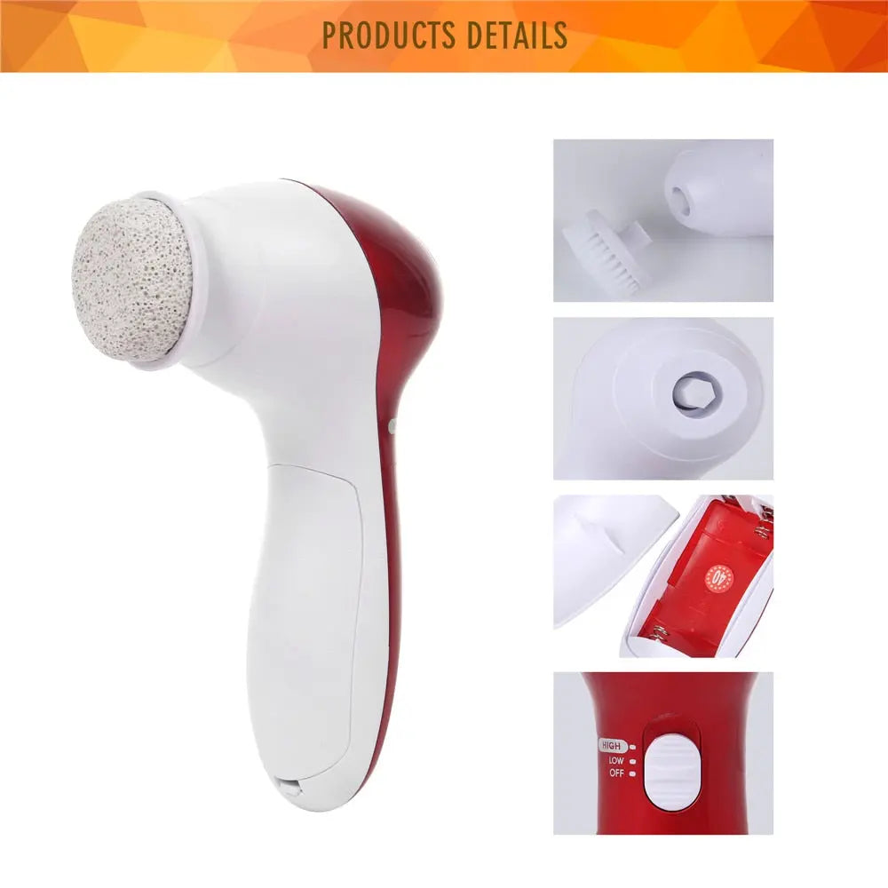 Electric Facial Cleansing Brush with Multiple Attachments and Vibration Massage - SHOPIZEM