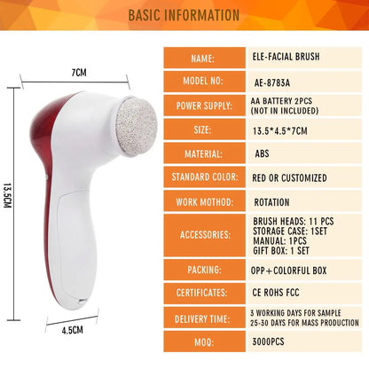 Electric Facial Cleansing Brush with Multiple Attachments and Vibration Massage - SHOPIZEM