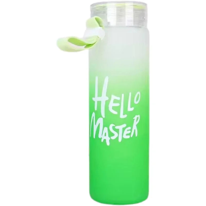 Green Frosted Glass Water Bottle