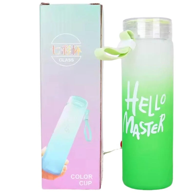 Green Frosted Glass Water Bottle