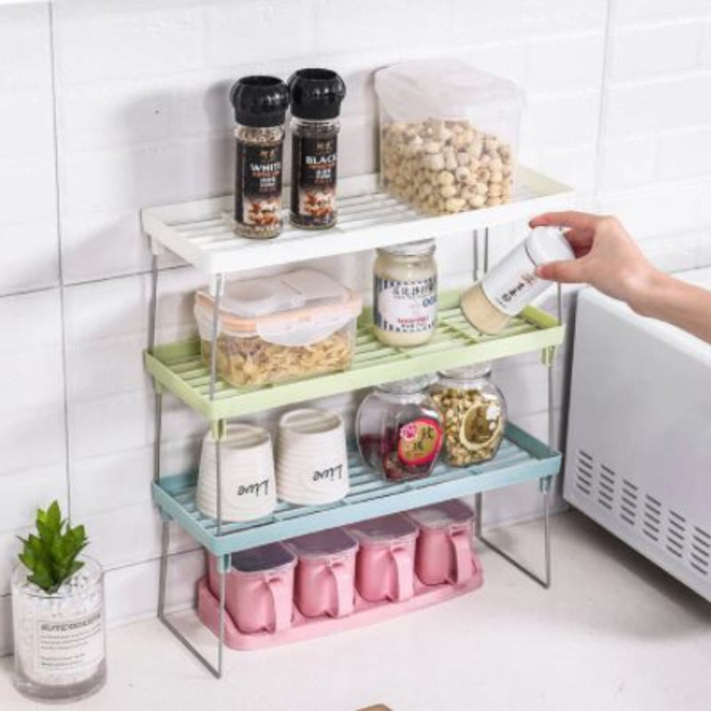 3-Tiered Foldable Shelf Set for Kitchen Space Saving - SHOPIZEM