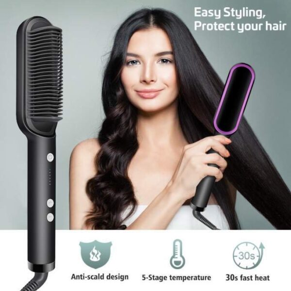 Hair Straightener Ceramic Heated Hair Brush - SHOPIZEM